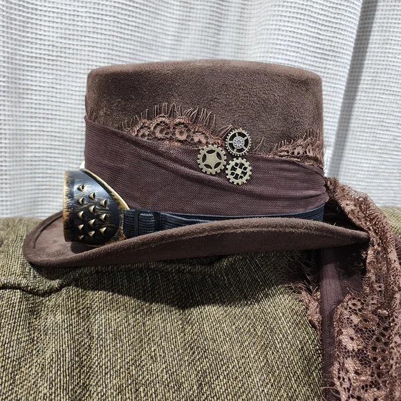Spirit Brown Steampunk Hat with Goggles - Picture 3 of 10